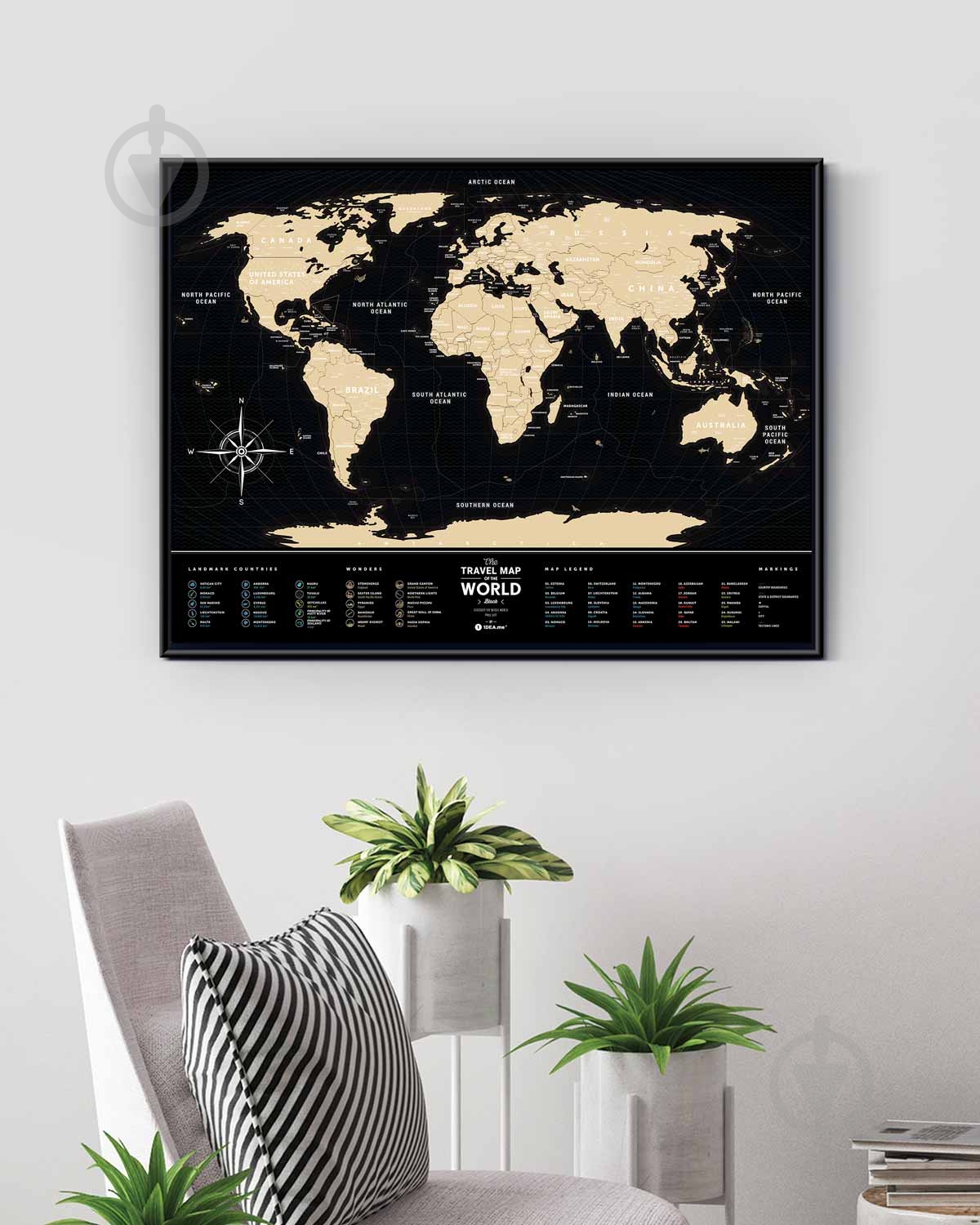 Скретч-карта Travel Map Black World (англ.) в раме 1DEA.me - фото 4