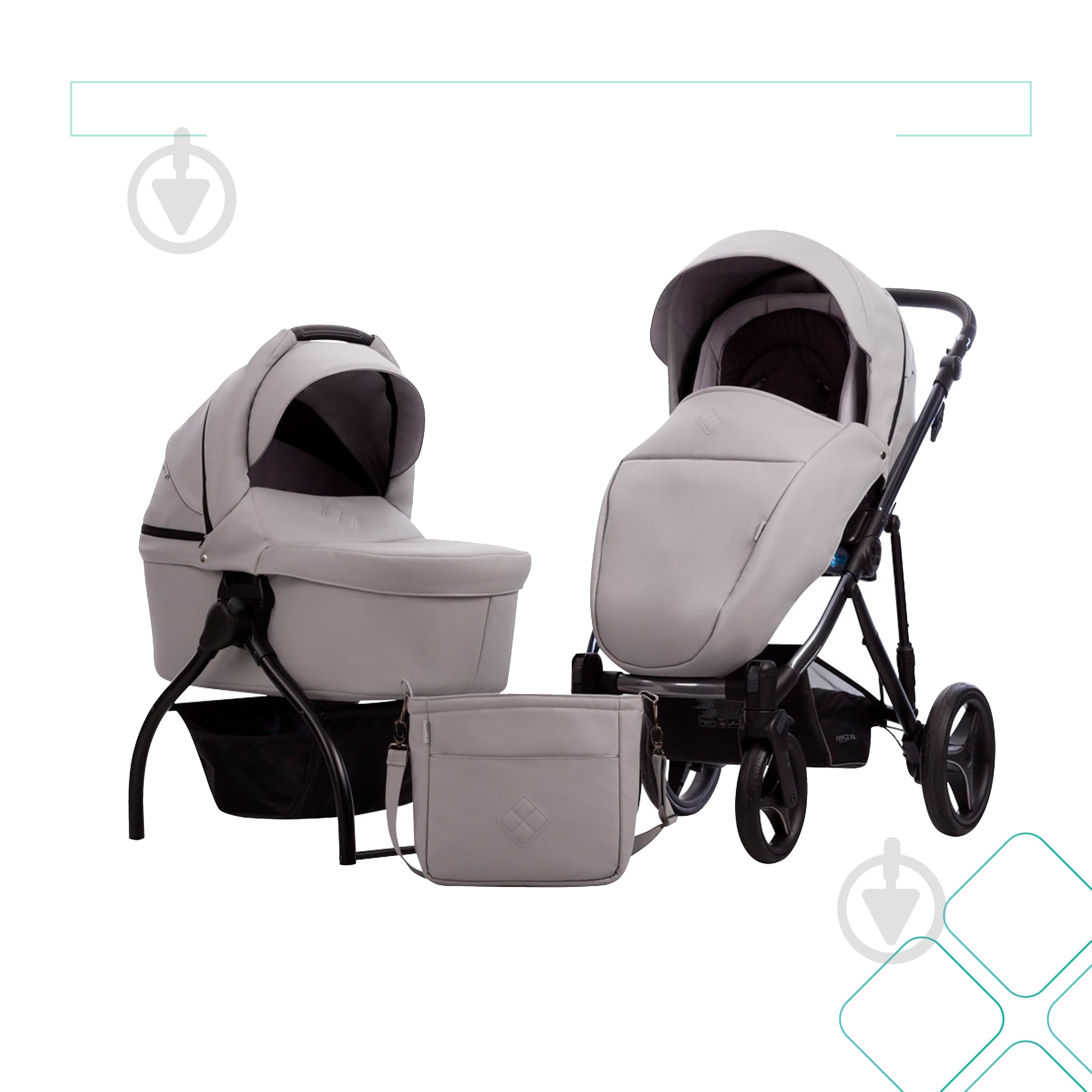 Коляска універсальна 2 в 1 Bebetto PASCAL Premium Class DARK 01 сіра - фото 8