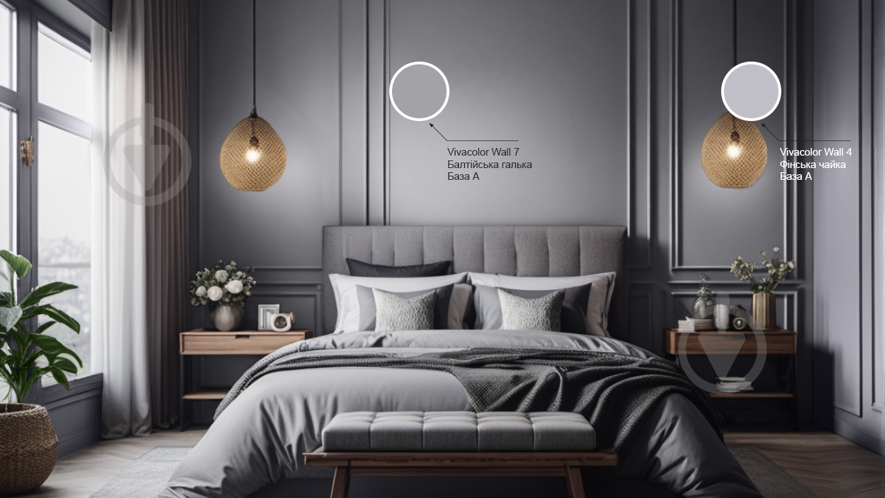 Фарба інтер'єрна латексна Vivacolor Wall 4 глибокий мат Фінська чайка V427 0,9 л - фото 3