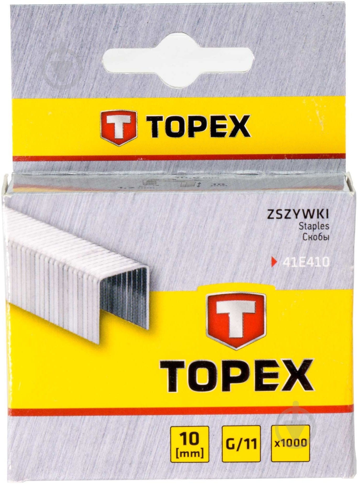 Скоби для ручного степлера Topex 10 мм тип 140 (G) 1000 шт. 41E410 - фото 1