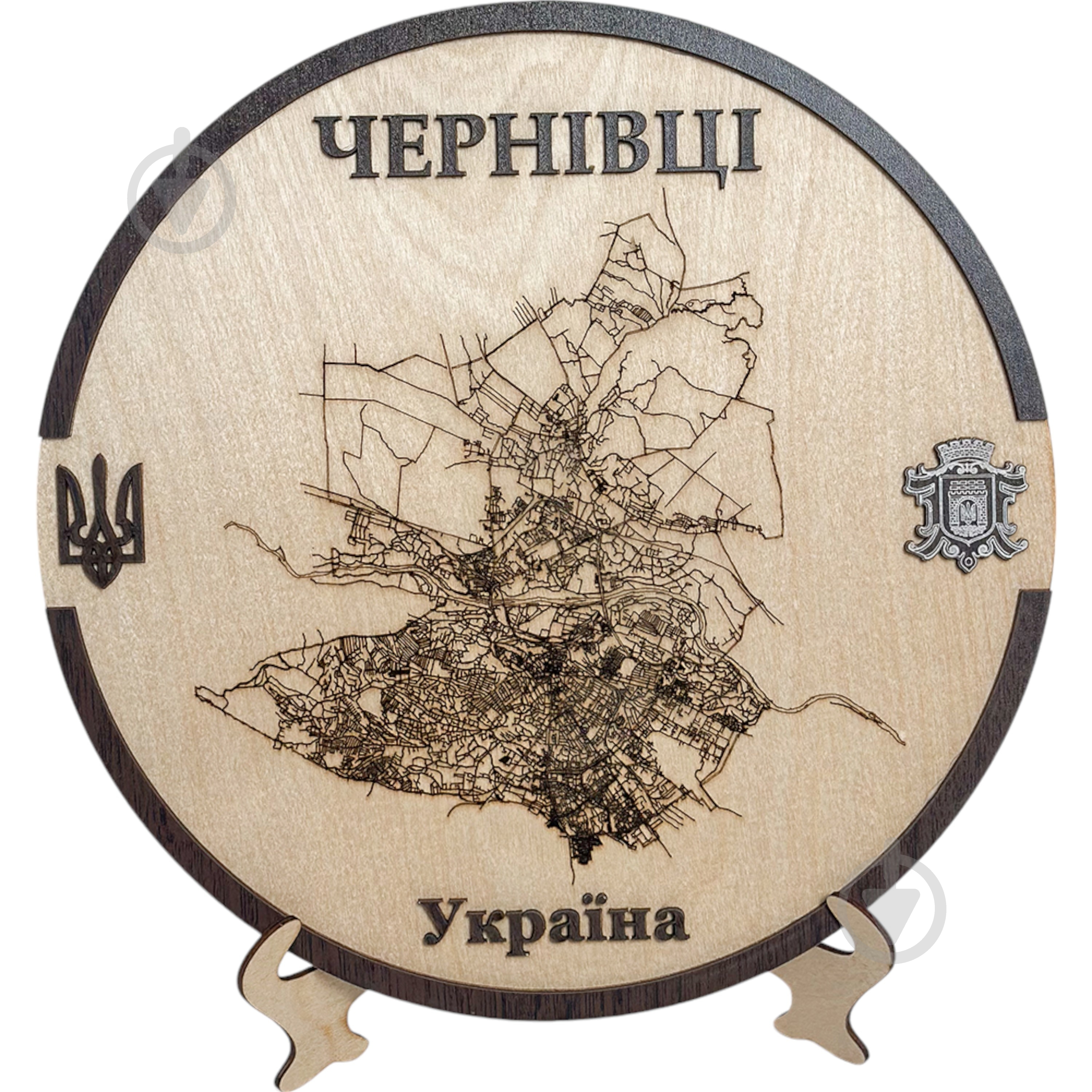 Карта Украины Черновцы круглая с подставкой d20 - фото 1