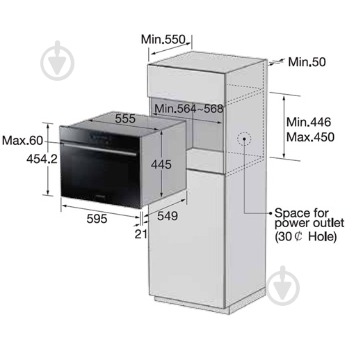 Духова шафа Samsung NQ50H5537KB/WT з функцією мікрохвиль - фото 12