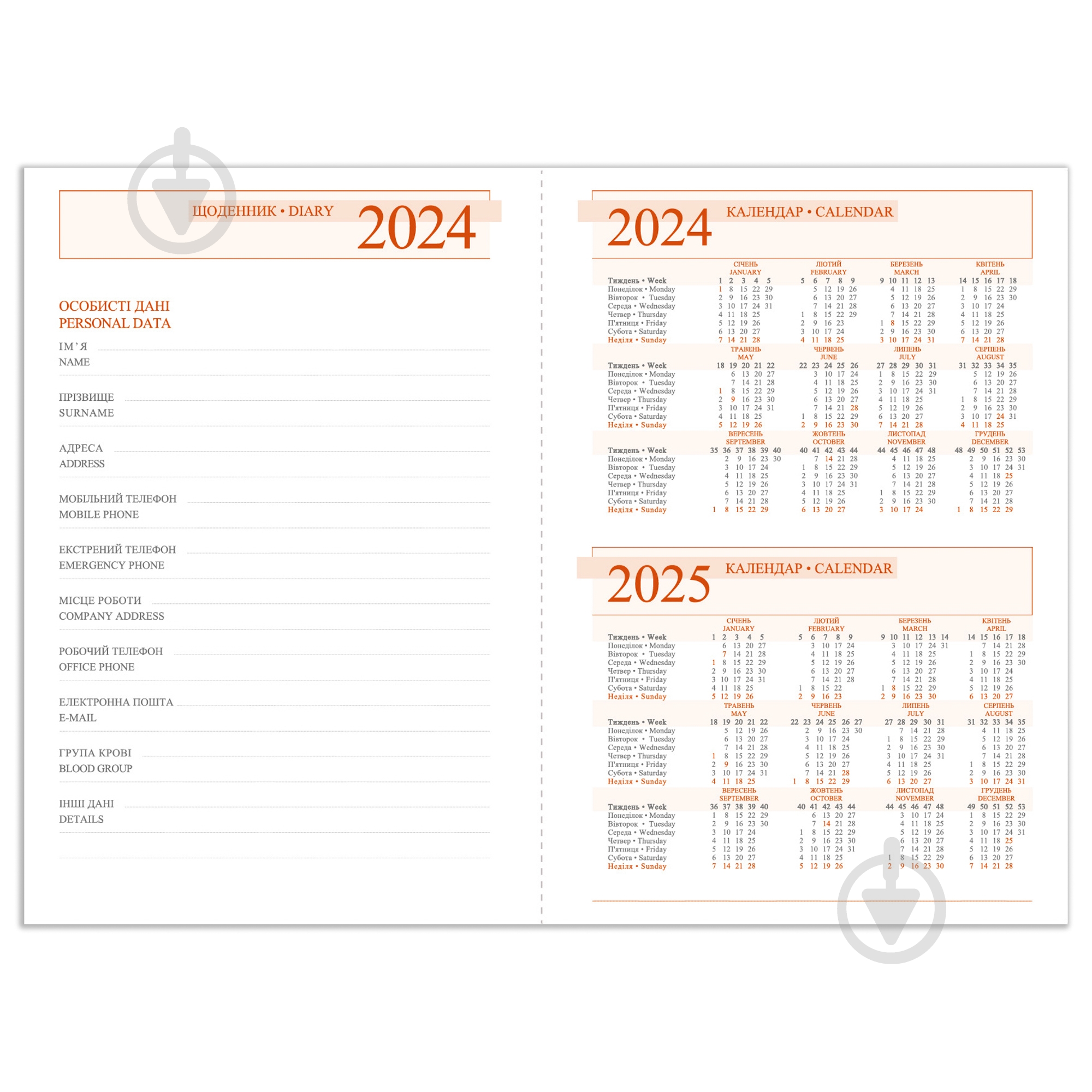 Дневник датированный Case синий 368 стр. Leo Planner Case A5 2024 - фото 8