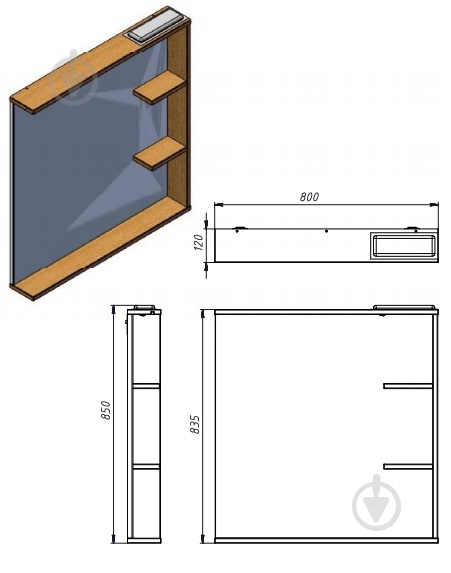 Дзеркало настінне ЮВЕНТА Brooklyn - 80 чорний - фото 3