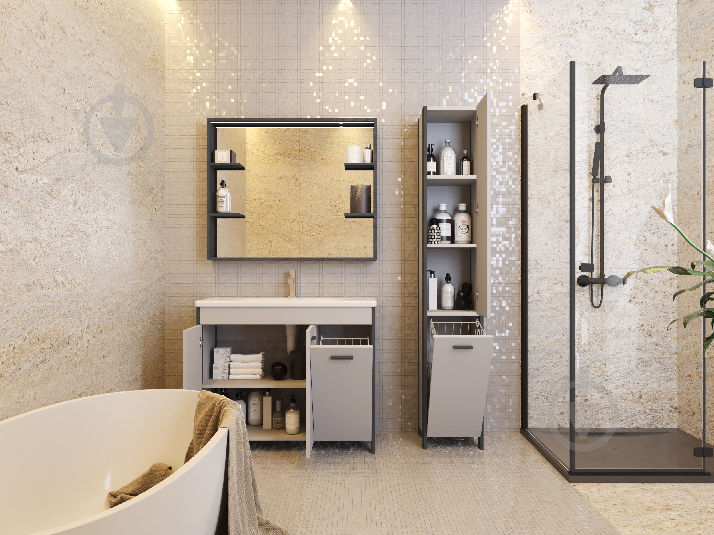 Зеркало настенное ЮВЕНТА Brooklyn - 90 черный - фото 2