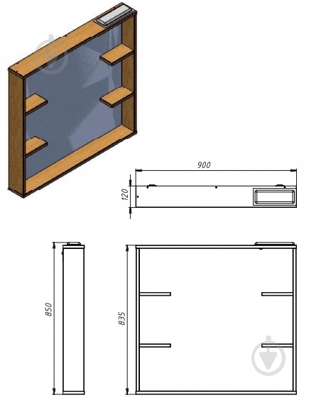 Зеркало настенное ЮВЕНТА Brooklyn - 90 черный - фото 3