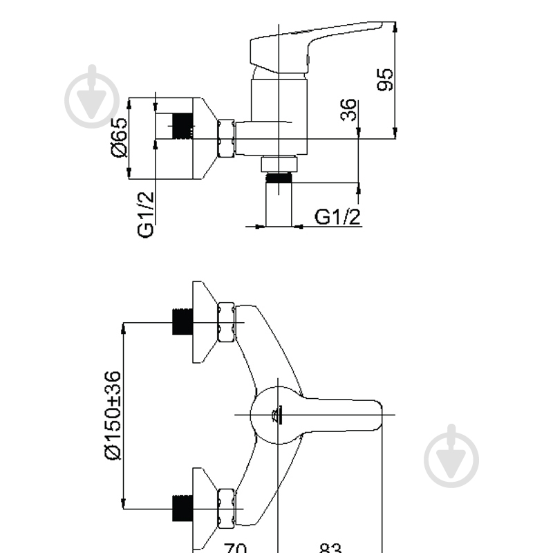 Смеситель для душа Rubineta Uno-12 (BK) - фото 2