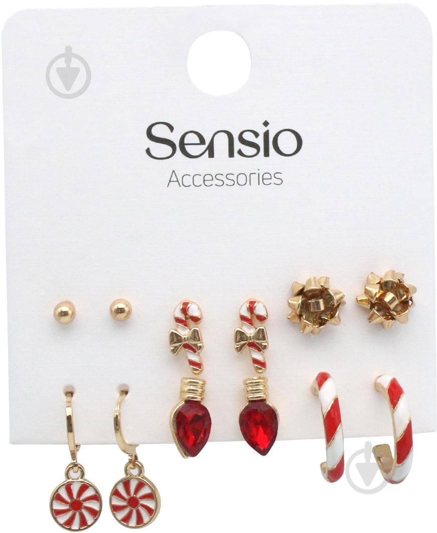 Серьги Sensio сет 6 пар Candy Cane NY золотой - фото 2