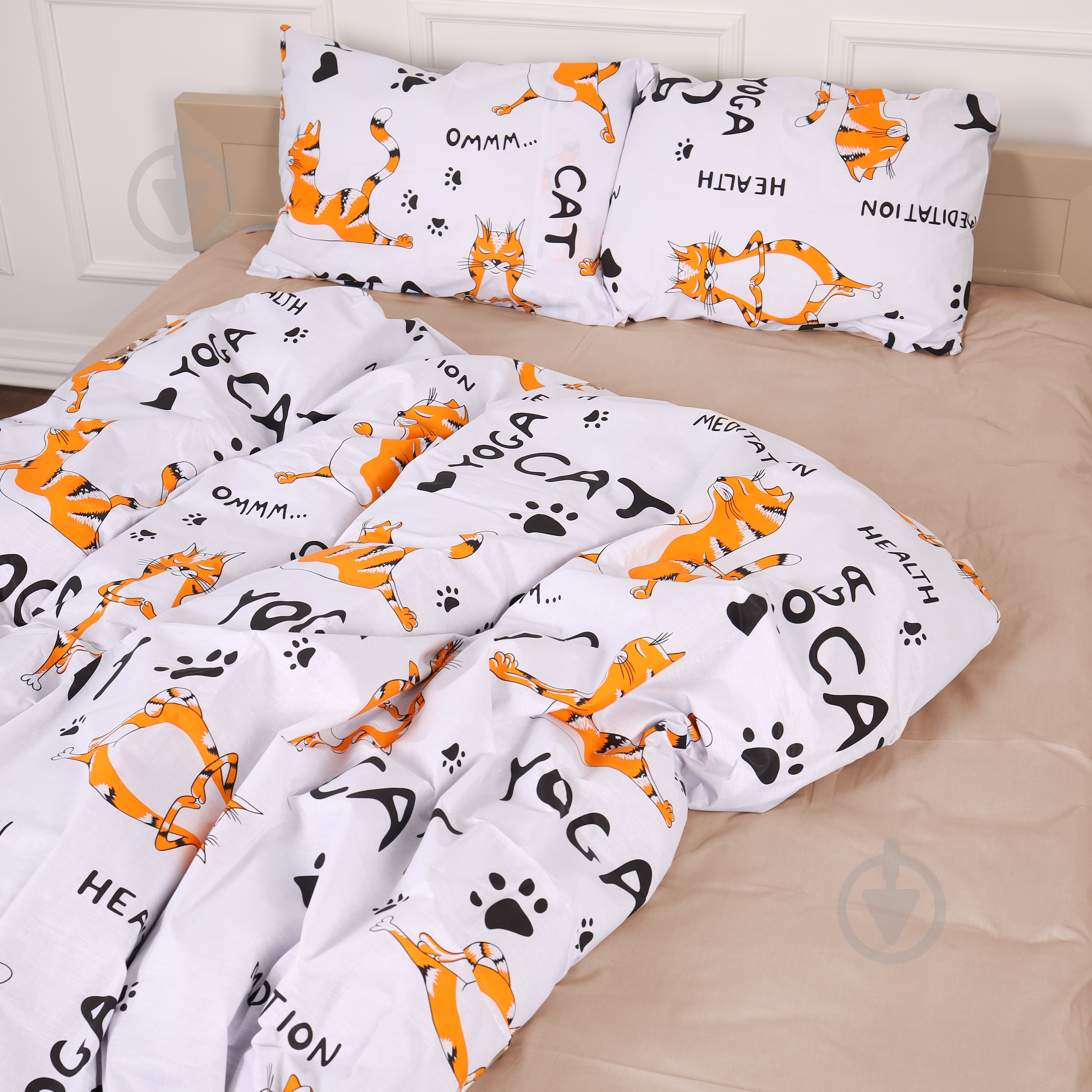 Комплект постельного белья Бязь 17-0621 Yoga Cat Orange 220х240 см мультиколор MirSon - фото 5 Комплект постельного белья Бязь 17-0621 Yoga Cat Orange 220х240 см мультиколор MirSon - фото 5