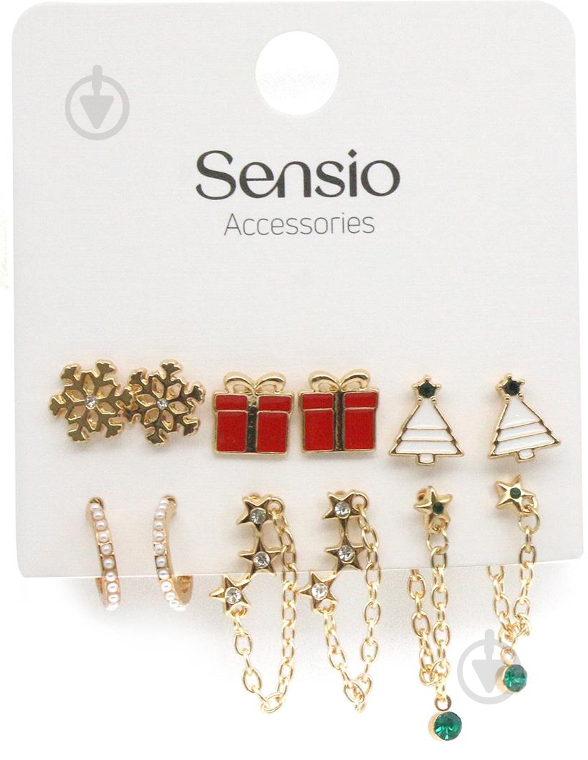 Серьги Sensio сет 6 пар Festive Classics NY золотой - фото 2