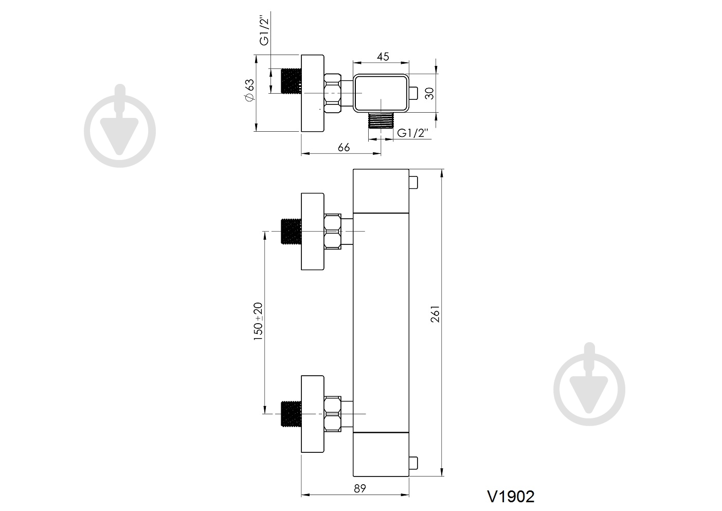Смеситель для душа Rubineta Thermo-12 square H2S0008 - фото 2