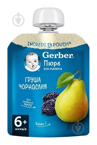 Пюре Gerber Груша та чорнослив з 6 місяців 90 г 7613036346375 - фото 1