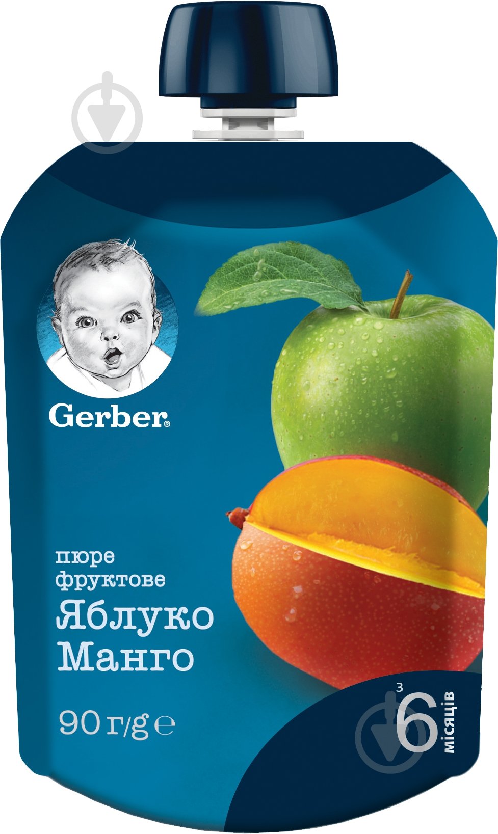 Пюре Gerber Яблуко та манго з 6 місяців 90 г 7613036345866 - фото 1