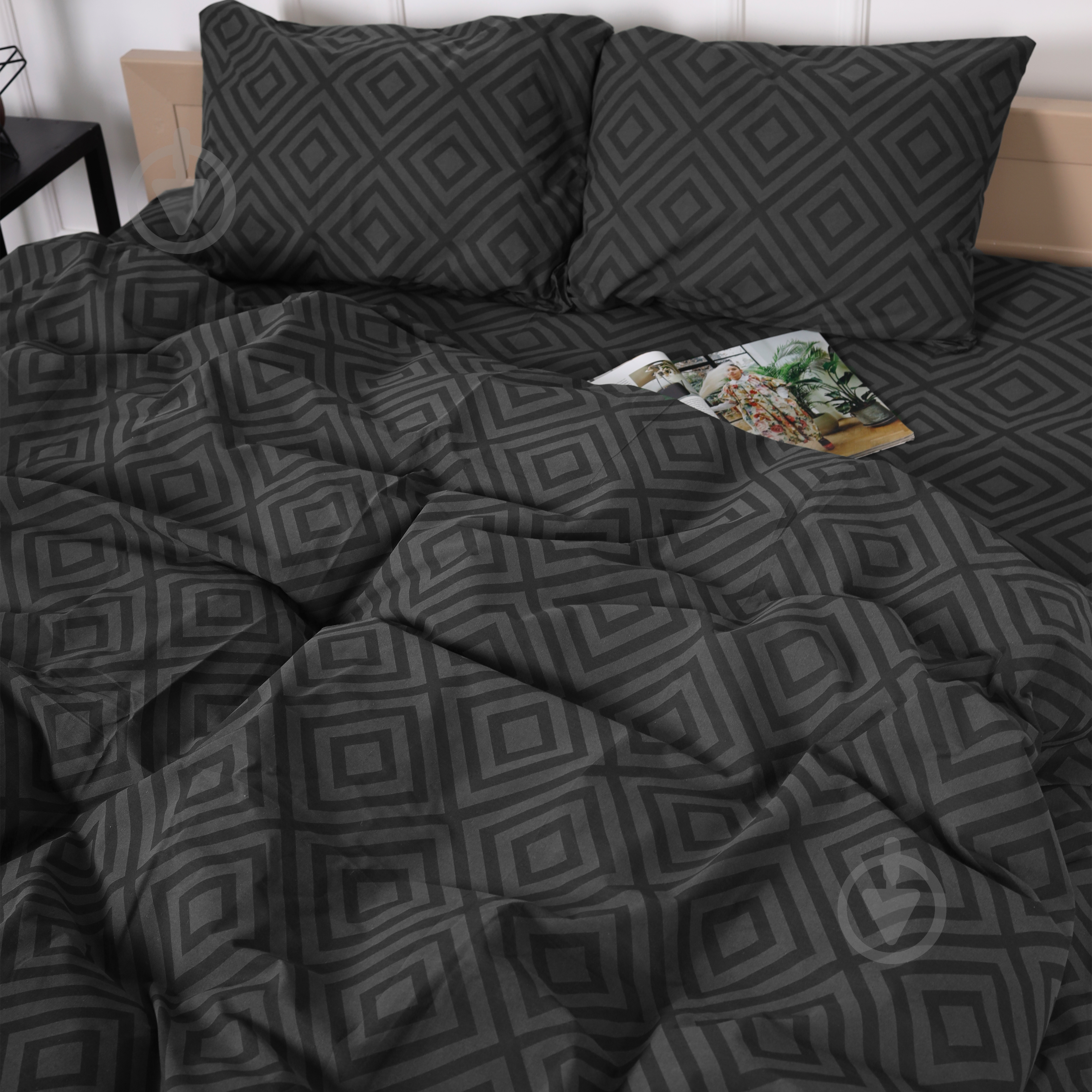 Комплект постільної білизни Бязь 17-0625 Geometry Graphite 2х160х220 см графітовий MirSon - фото 3