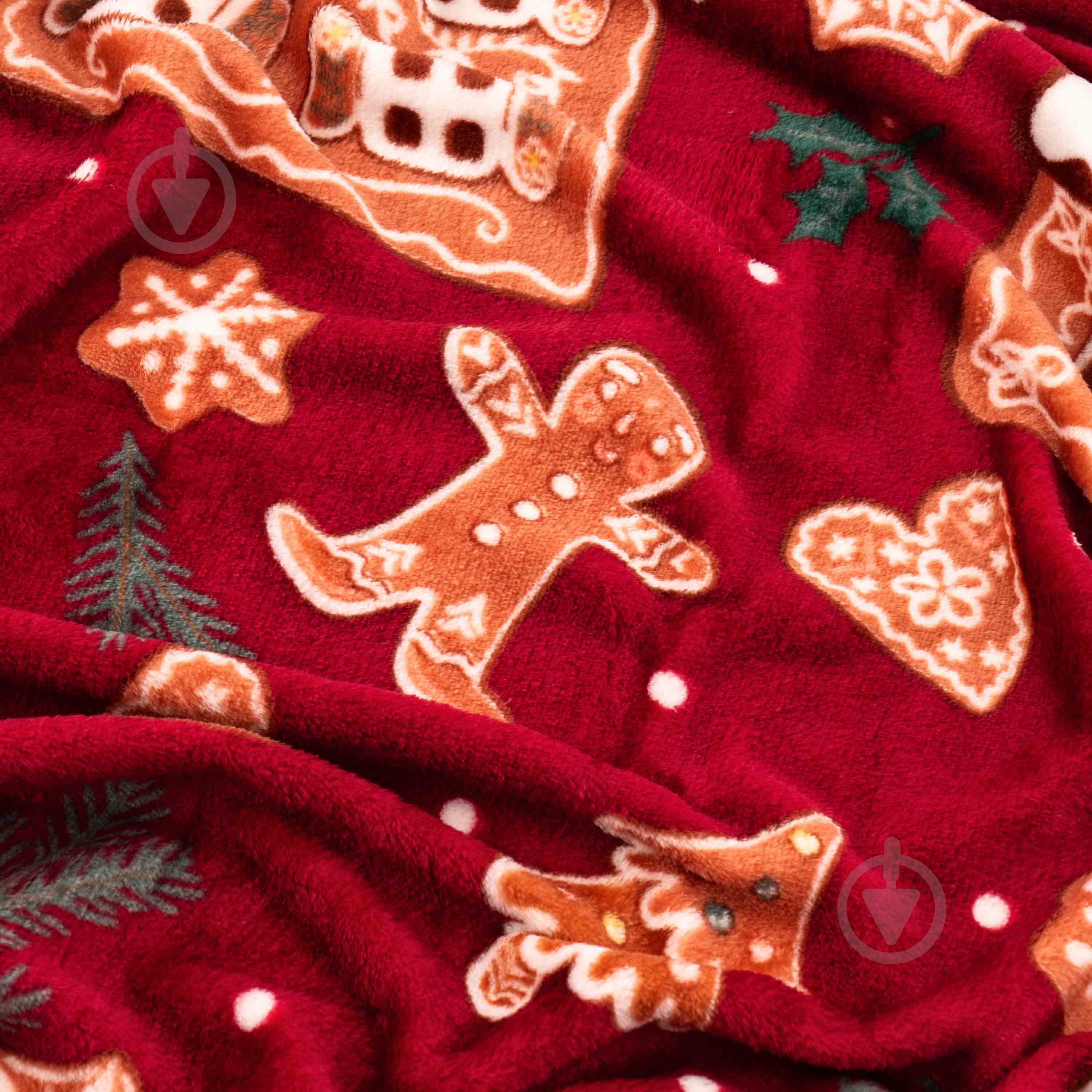 Плед Christmas Flannel ART0121PB имбирные домики 160x200 см красный Ardesto - фото 4