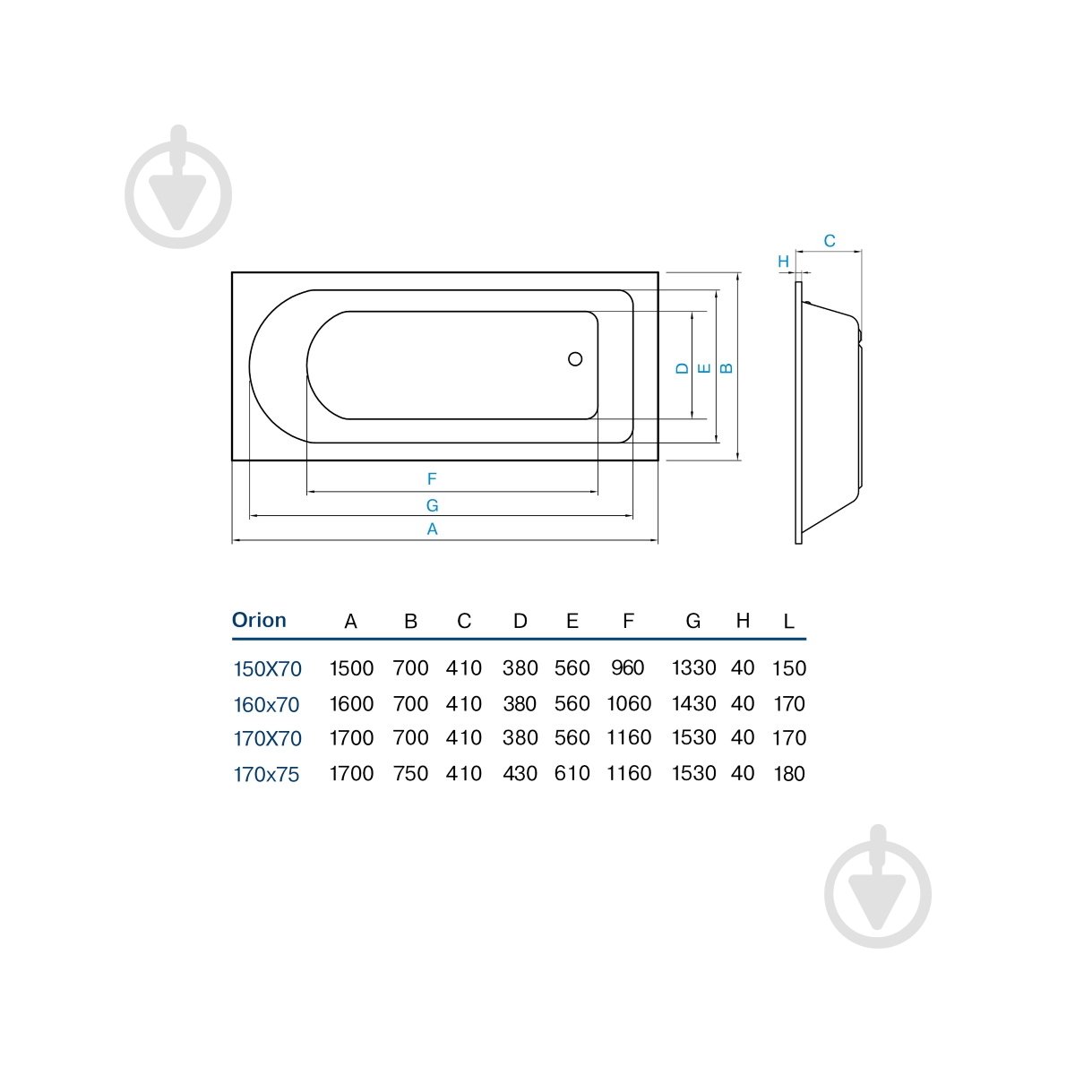 Ванна Koller Pool Orion 170х70 см - фото 4 Ванна Koller Pool Orion 170х70 см - фото 4