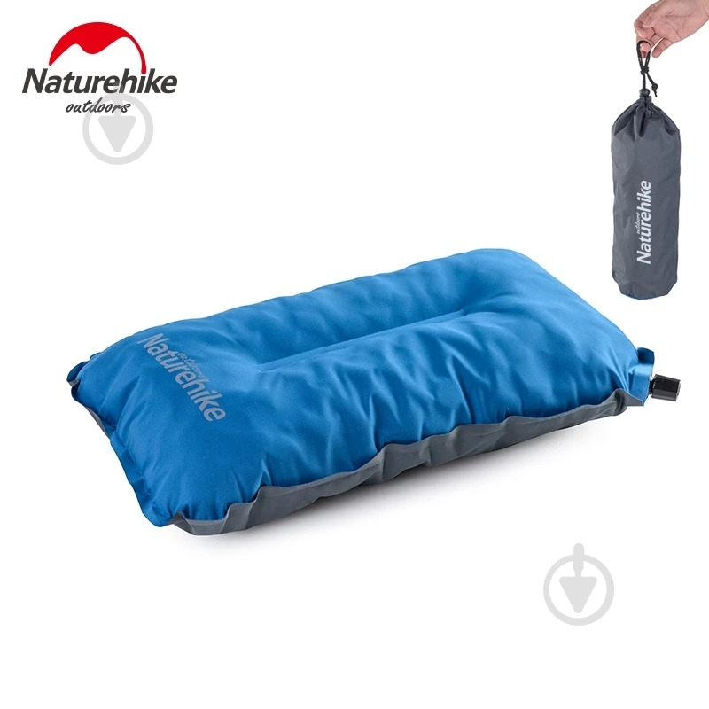 Подушка надувная Naturehike Sponge automatic NH17A001-L голубое - фото 2 Подушка надувная Naturehike Sponge automatic NH17A001-L голубое - фото 2