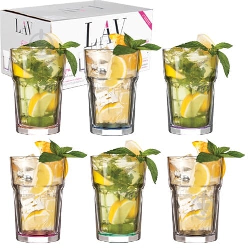 Набір склянок високих S&T з кольоровим дном 7-041 365 мл 6 шт. - фото 1