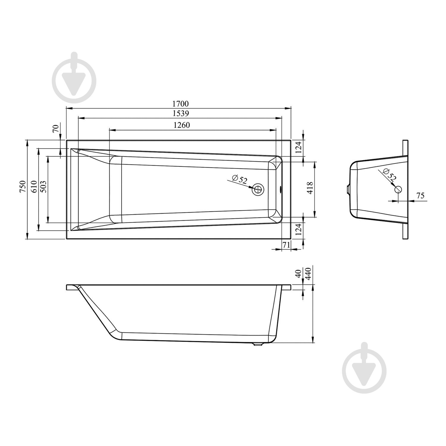 Ванна акриловая Lavinia Boho Rock 1700х750 см с ножками и лицевым экраном - фото 10