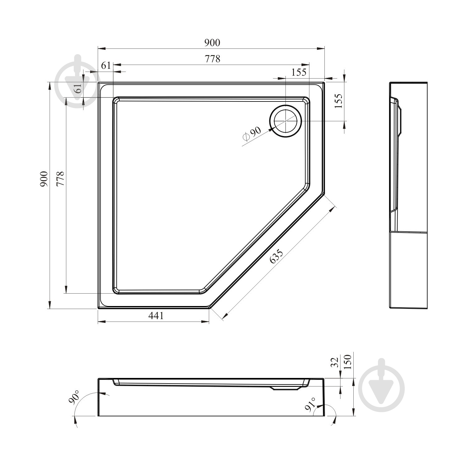 Поддон акриловый Art 37081900 - фото 7