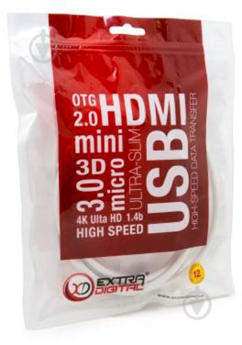 Кабель EXTRADIGITAL DisplayPort 1.2 - HDMI 2 м white (KBD1669) - фото 6