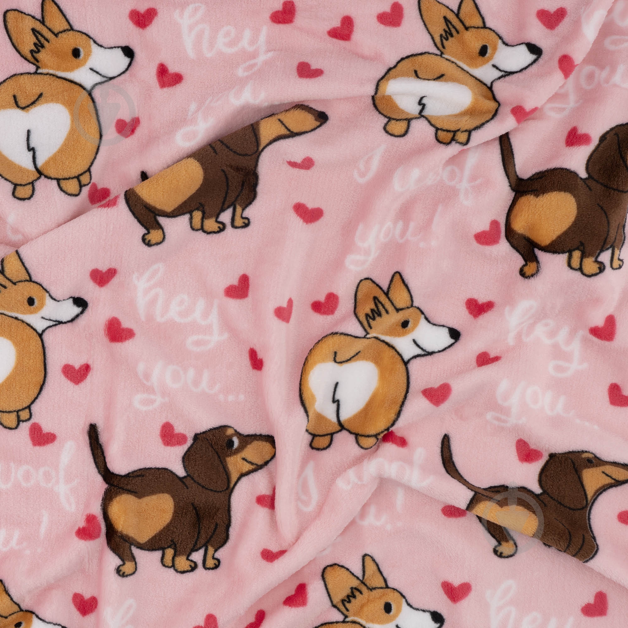 Плед Flannel песики з сердечками 160x200 см рожевий Ardesto - фото 3
