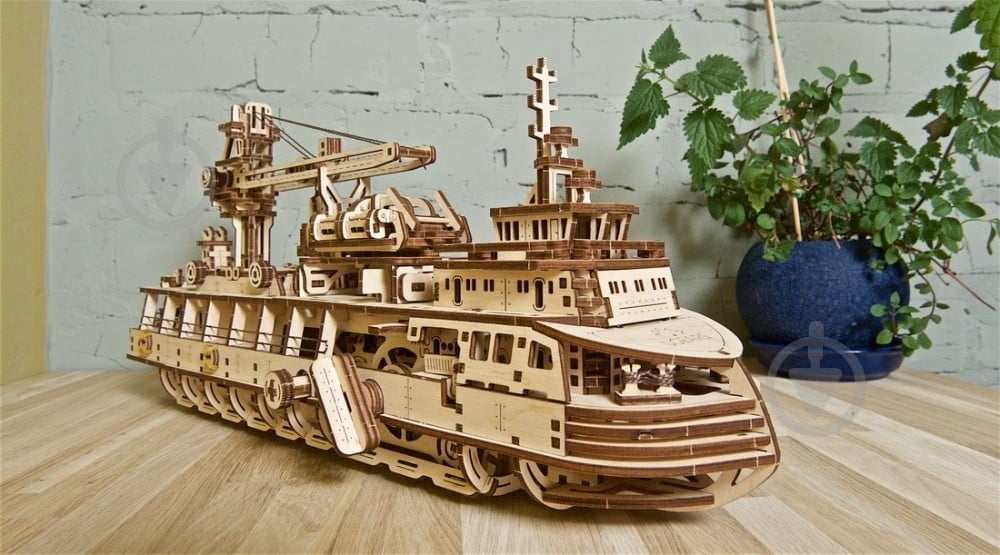 Дерев'яний 3D-конструктор UGEARS Науково-дослідне судно - фото 12