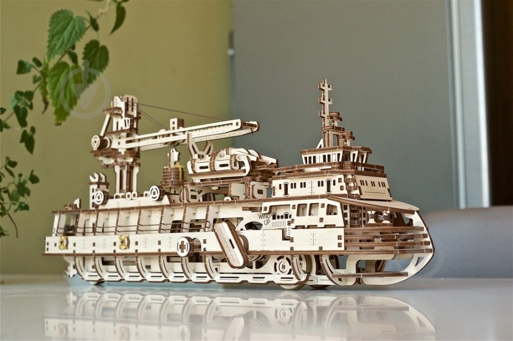 Дерев'яний 3D-конструктор UGEARS Науково-дослідне судно - фото 16