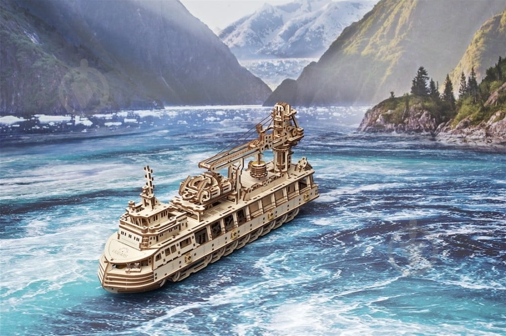 Дерев'яний 3D-конструктор UGEARS Науково-дослідне судно - фото 20