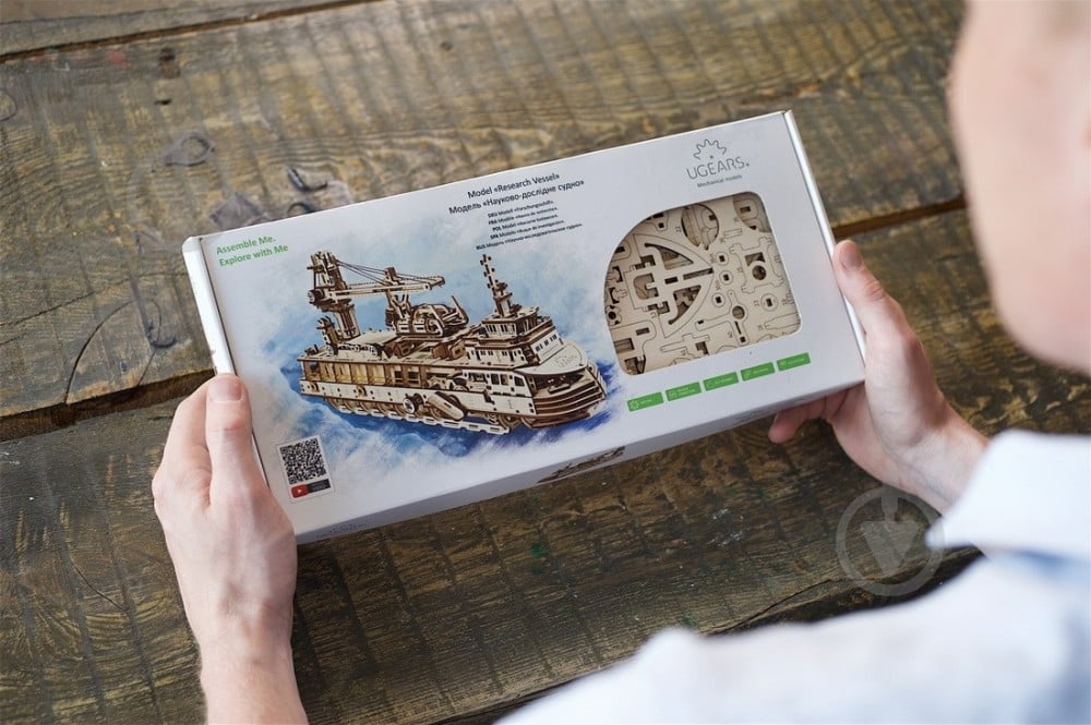 Дерев'яний 3D-конструктор UGEARS Науково-дослідне судно - фото 26