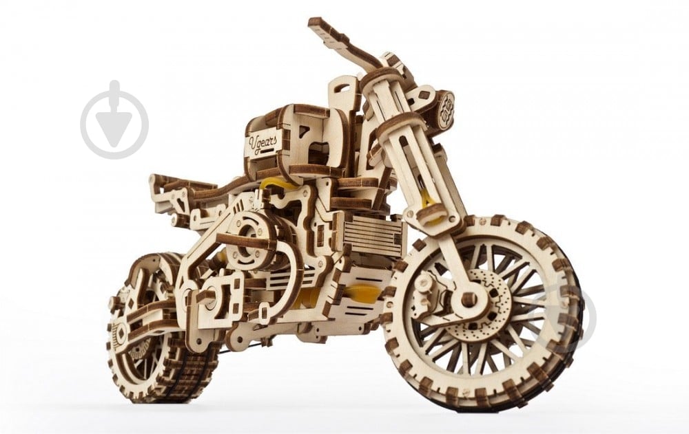 Деревянный 3D-конструктор UGEARS Мотоцикл Scrambler UGR-10 с коляской - фото 11 Деревянный 3D-конструктор UGEARS Мотоцикл Scrambler UGR-10 с коляской - фото 11