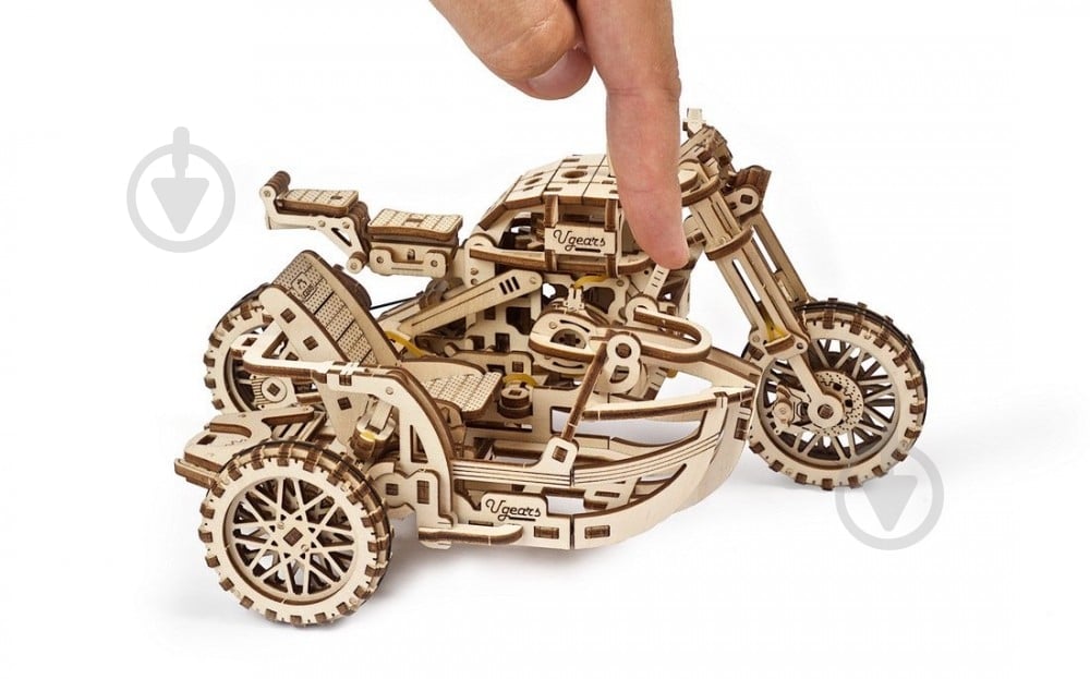 Деревянный 3D-конструктор UGEARS Мотоцикл Scrambler UGR-10 с коляской - фото 13 Деревянный 3D-конструктор UGEARS Мотоцикл Scrambler UGR-10 с коляской - фото 13