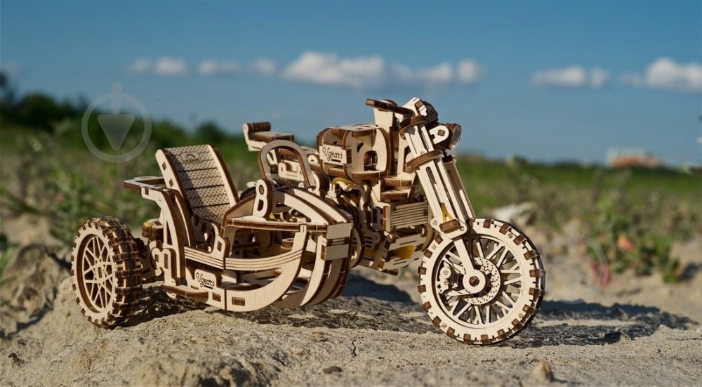 Деревянный 3D-конструктор UGEARS Мотоцикл Scrambler UGR-10 с коляской - фото 26 Деревянный 3D-конструктор UGEARS Мотоцикл Scrambler UGR-10 с коляской - фото 26