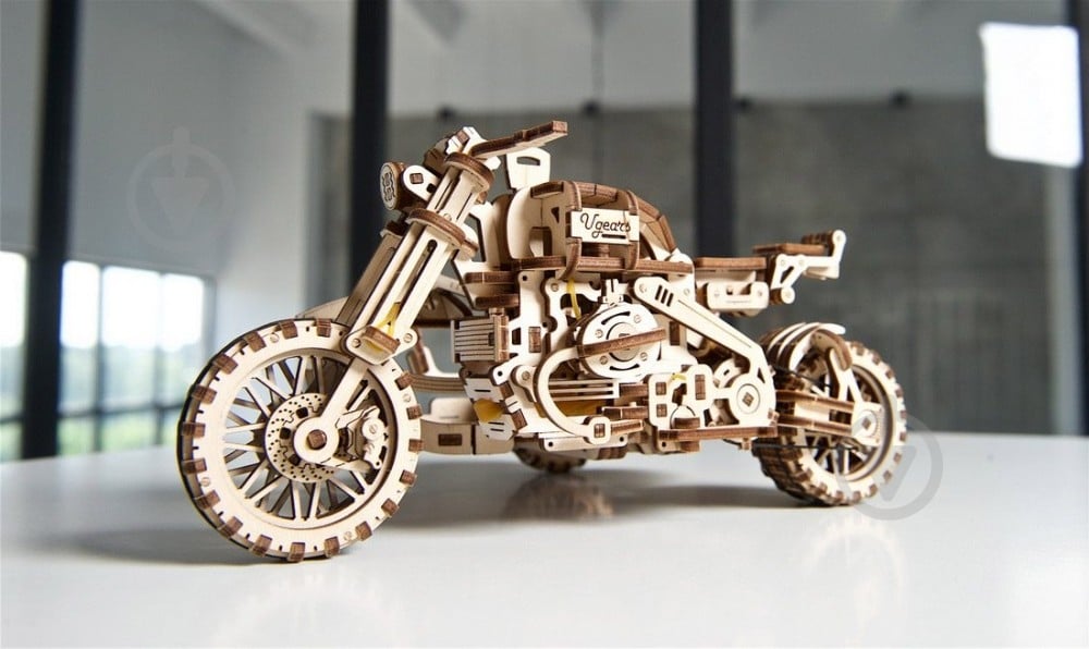 Деревянный 3D-конструктор UGEARS Мотоцикл Scrambler UGR-10 с коляской - фото 22 Деревянный 3D-конструктор UGEARS Мотоцикл Scrambler UGR-10 с коляской - фото 22