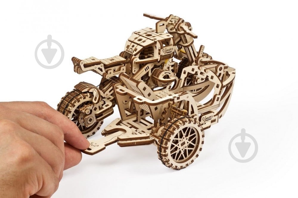 Деревянный 3D-конструктор UGEARS Мотоцикл Scrambler UGR-10 с коляской - фото 12 Деревянный 3D-конструктор UGEARS Мотоцикл Scrambler UGR-10 с коляской - фото 12