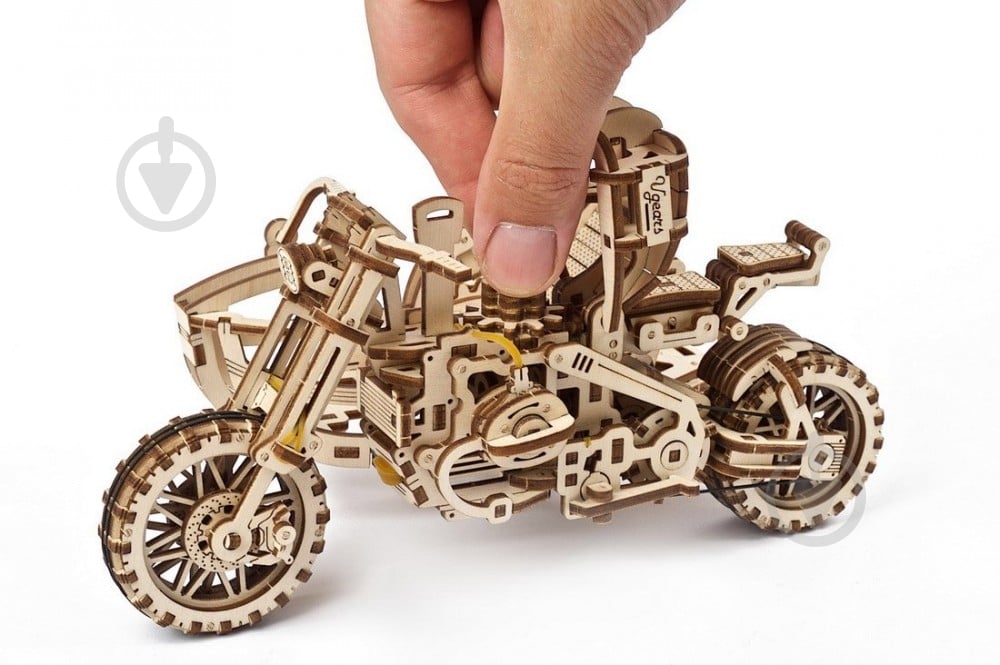 Деревянный 3D-конструктор UGEARS Мотоцикл Scrambler UGR-10 с коляской - фото 14 Деревянный 3D-конструктор UGEARS Мотоцикл Scrambler UGR-10 с коляской - фото 14