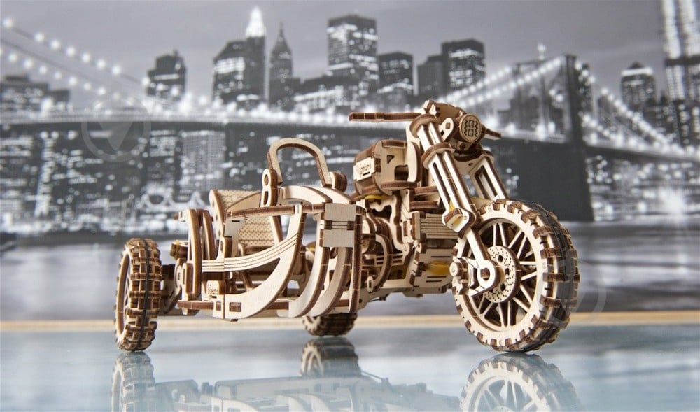 Деревянный 3D-конструктор UGEARS Мотоцикл Scrambler UGR-10 с коляской - фото 29 Деревянный 3D-конструктор UGEARS Мотоцикл Scrambler UGR-10 с коляской - фото 29