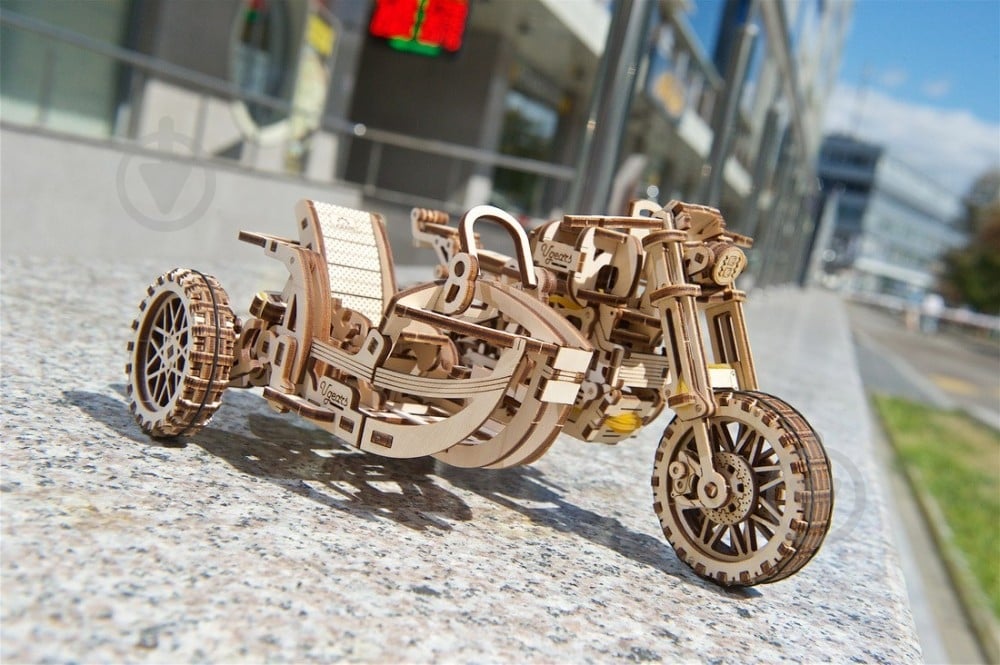Деревянный 3D-конструктор UGEARS Мотоцикл Scrambler UGR-10 с коляской - фото 24 Деревянный 3D-конструктор UGEARS Мотоцикл Scrambler UGR-10 с коляской - фото 24