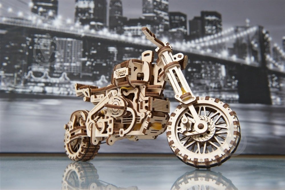 Деревянный 3D-конструктор UGEARS Мотоцикл Scrambler UGR-10 с коляской - фото 30 Деревянный 3D-конструктор UGEARS Мотоцикл Scrambler UGR-10 с коляской - фото 30