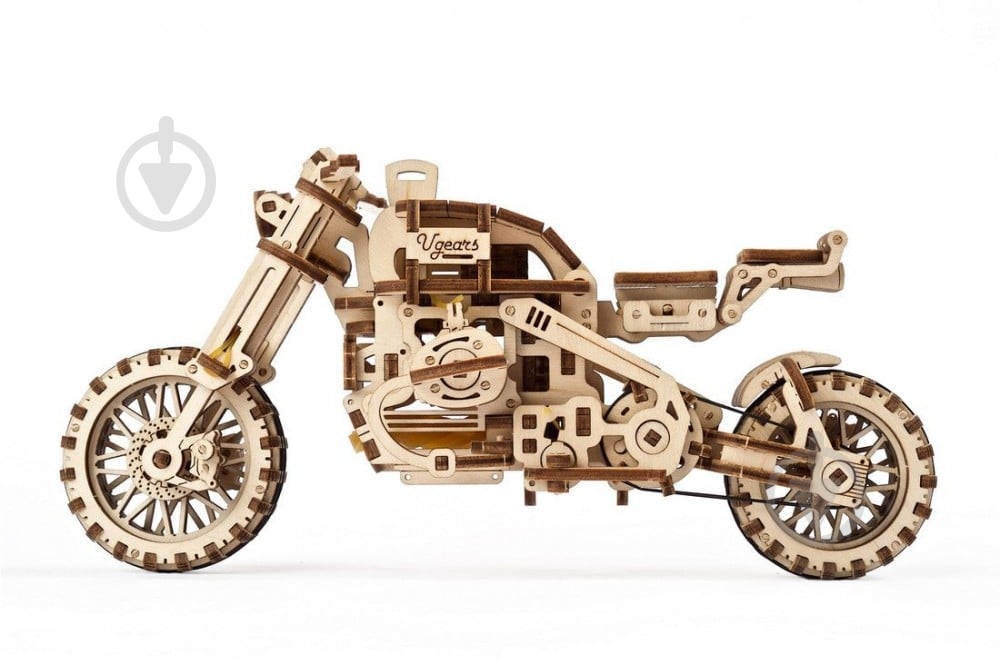 Деревянный 3D-конструктор UGEARS Мотоцикл Scrambler UGR-10 с коляской - фото 4 Деревянный 3D-конструктор UGEARS Мотоцикл Scrambler UGR-10 с коляской - фото 4