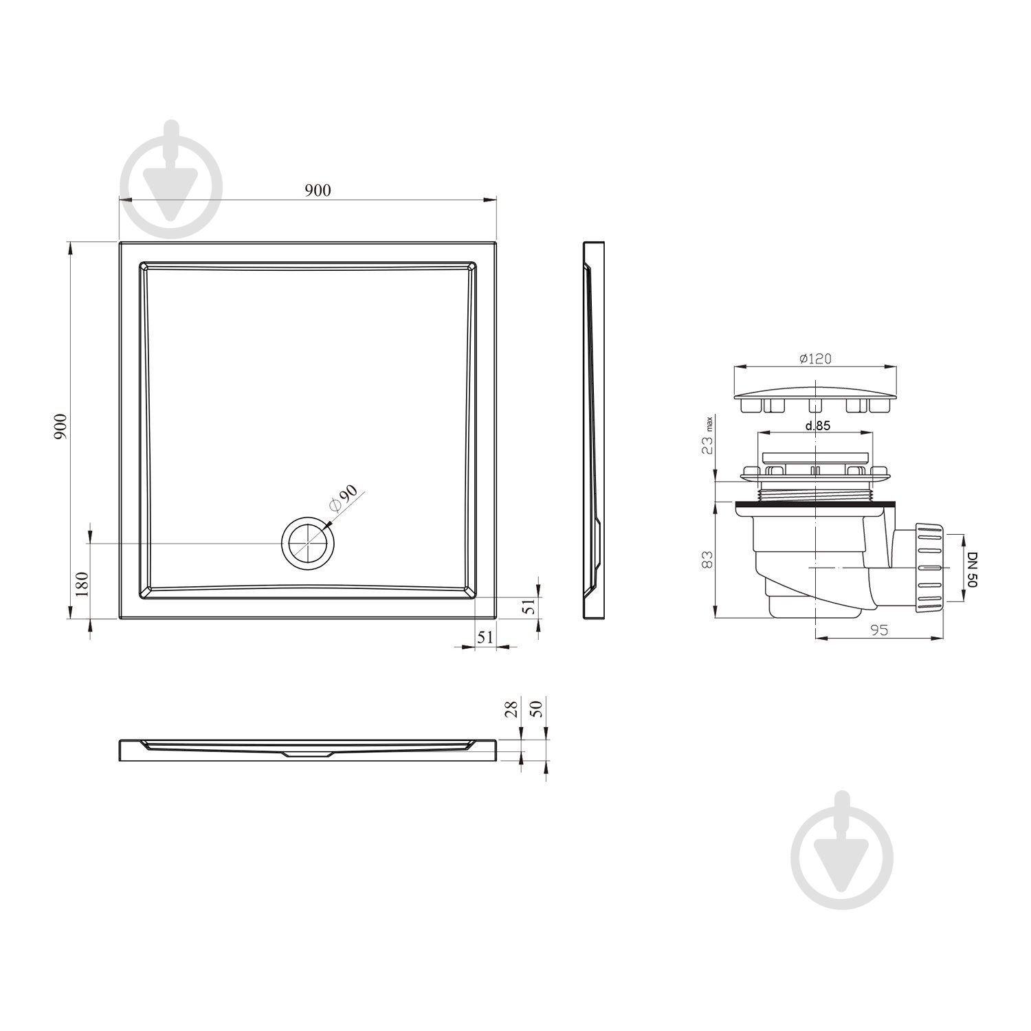 Поддон акриловый One 3701490S - фото 10