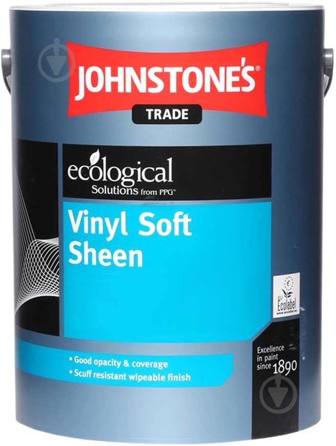 Краска виниловая водоэмульсионная Johnstone's Vinil Soft Sheen шелковистый мат белый 10 л - фото 1