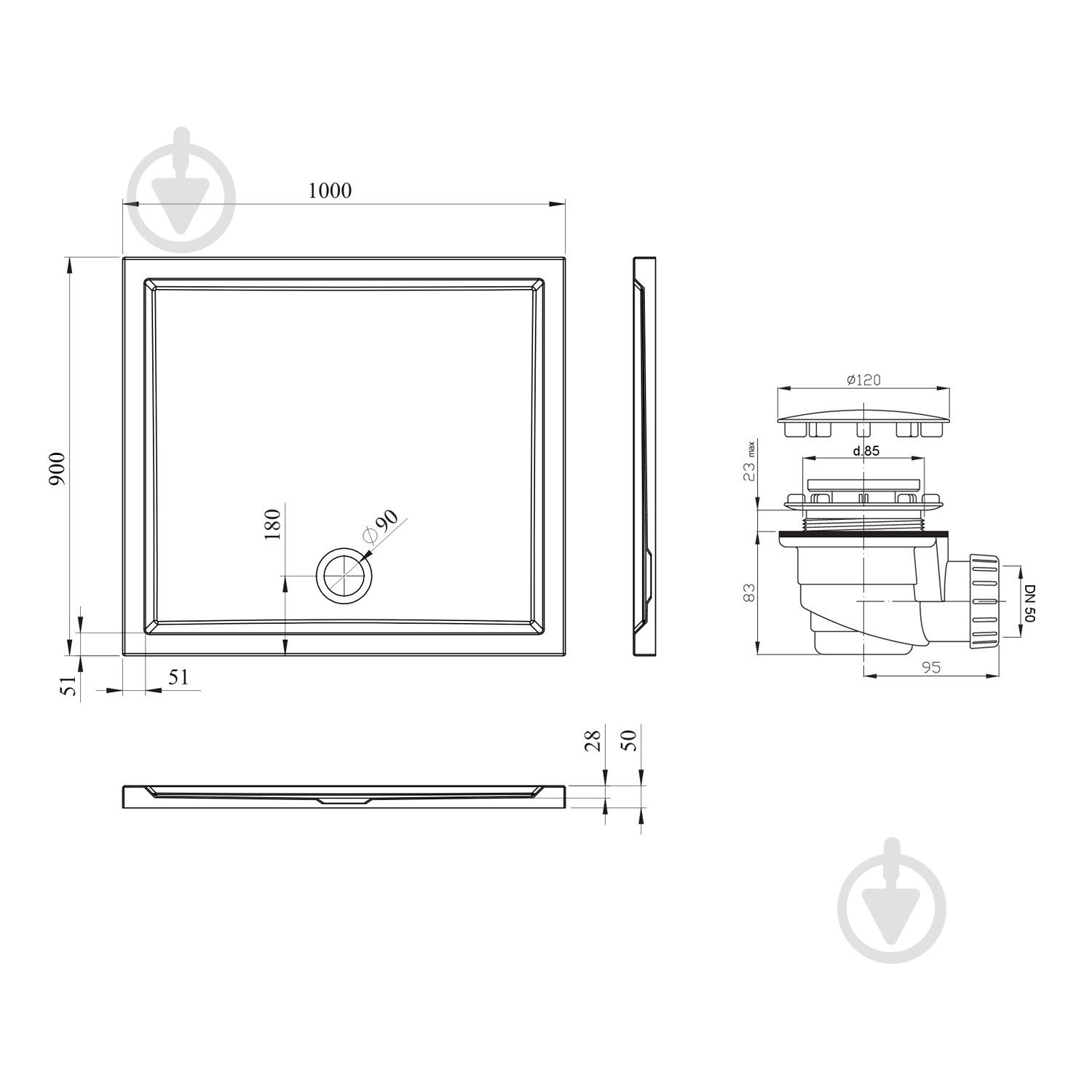 Поддон акриловый One 3701610S - фото 11