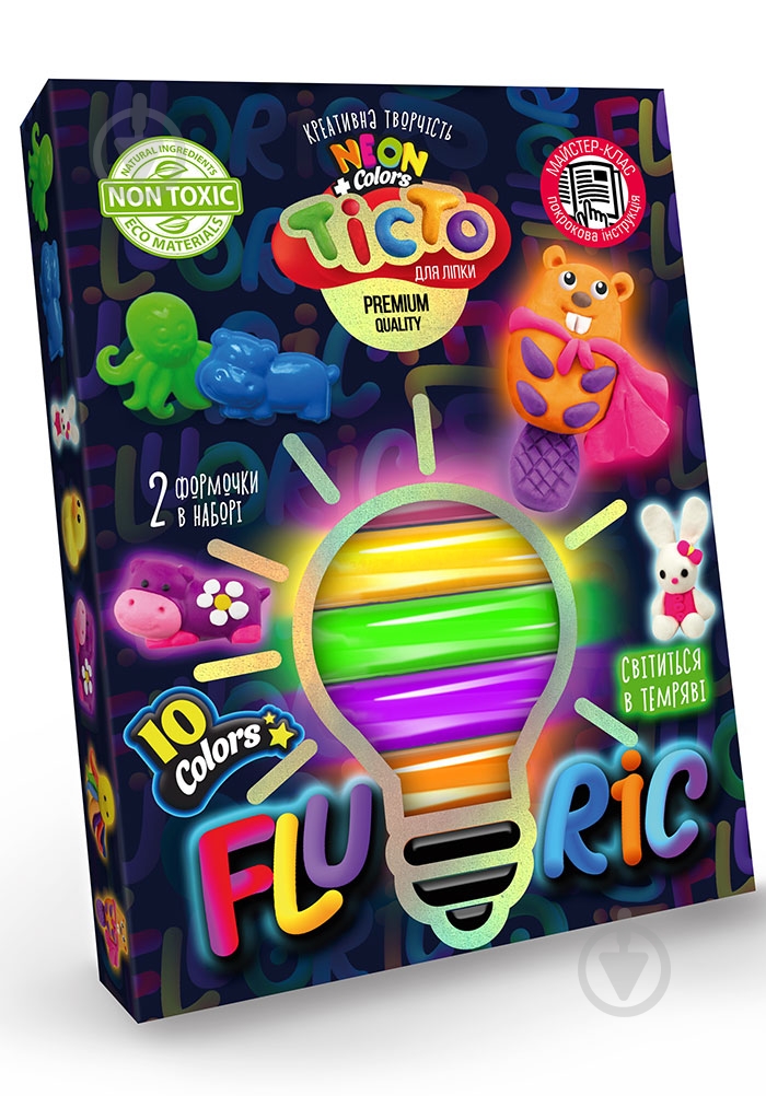 Тісто для ліплення Danko Toys FLUORIC 10 кольорів укр. (16) в асортименті - фото 3