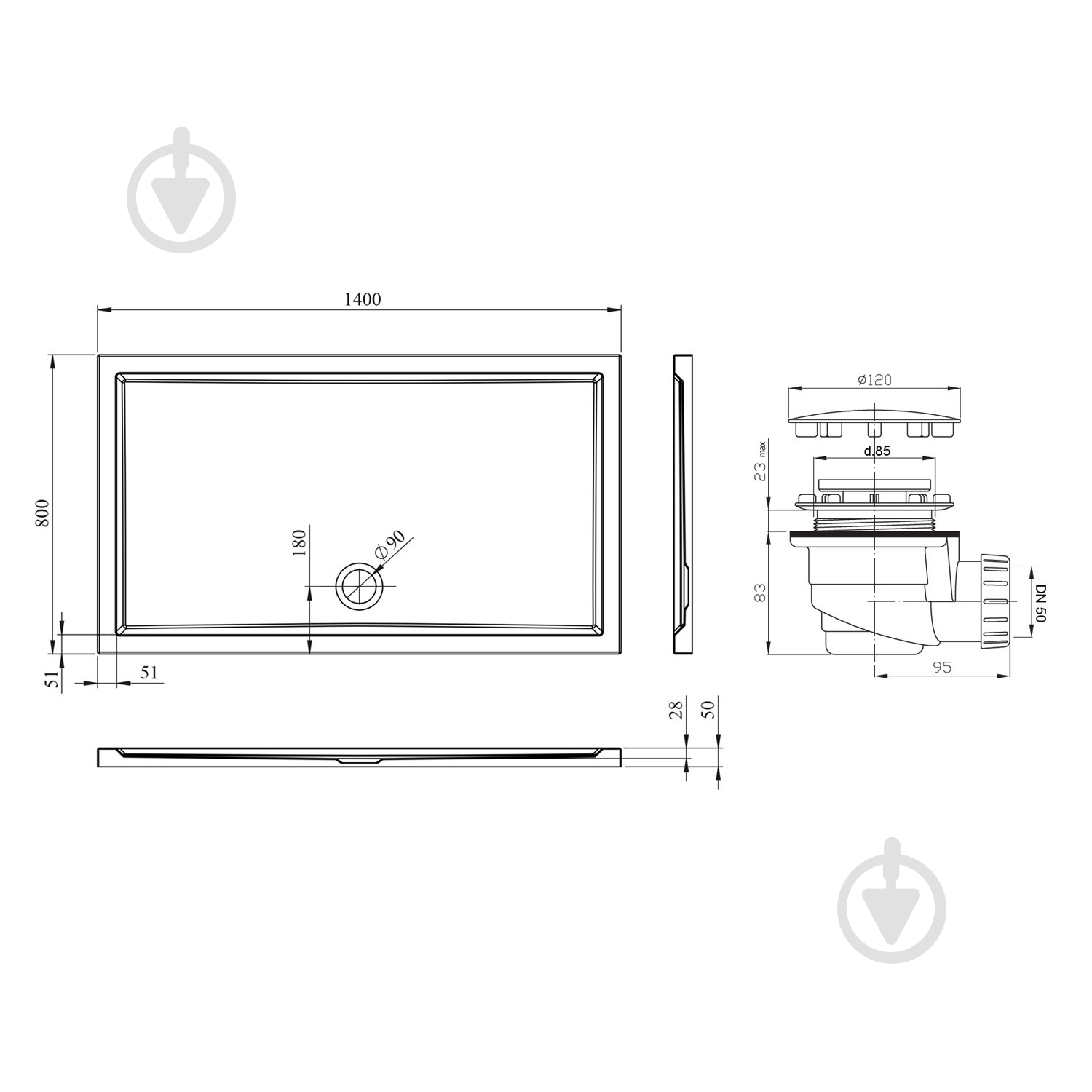 Поддон акриловый One 3701914S - фото 11 Поддон акриловый One 3701914S - фото 11