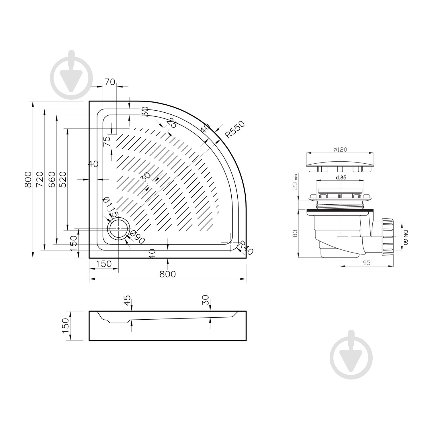 Поддон акриловый Rock 3707180S - фото 10