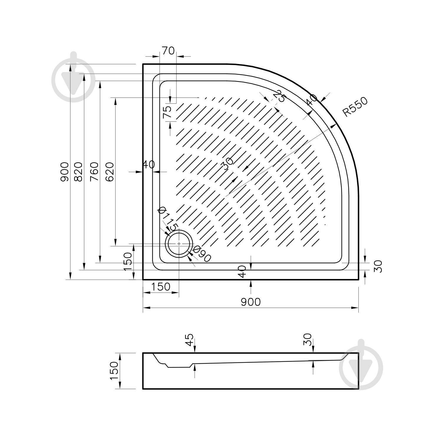 Піддон акриловий Rock 37072900 - фото 7