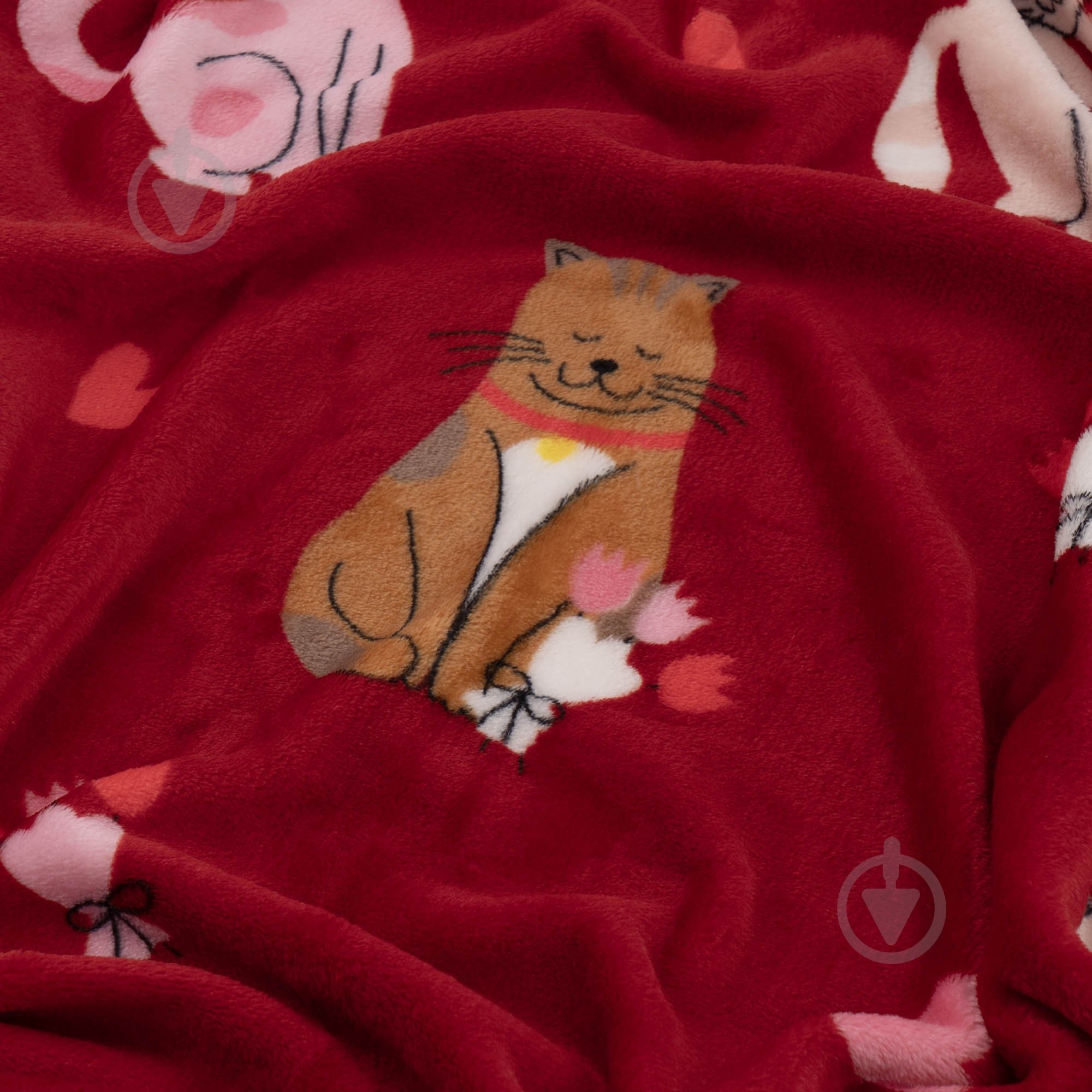 Плед Flannel котики з сердечками 160x200 см червоний Ardesto - фото 5 Плед Flannel котики з сердечками 160x200 см червоний Ardesto - фото 5