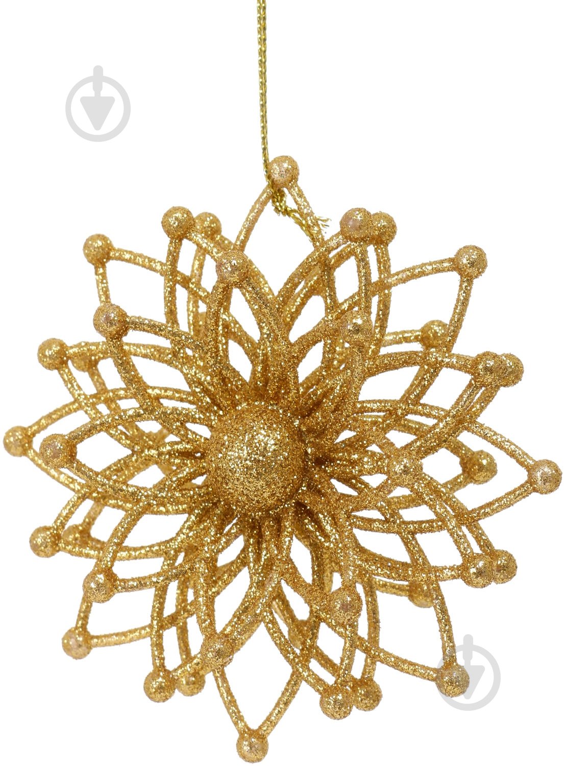 Декорація Сніжинка Молекула 3д d 12 см золото 1 шт. - фото 1