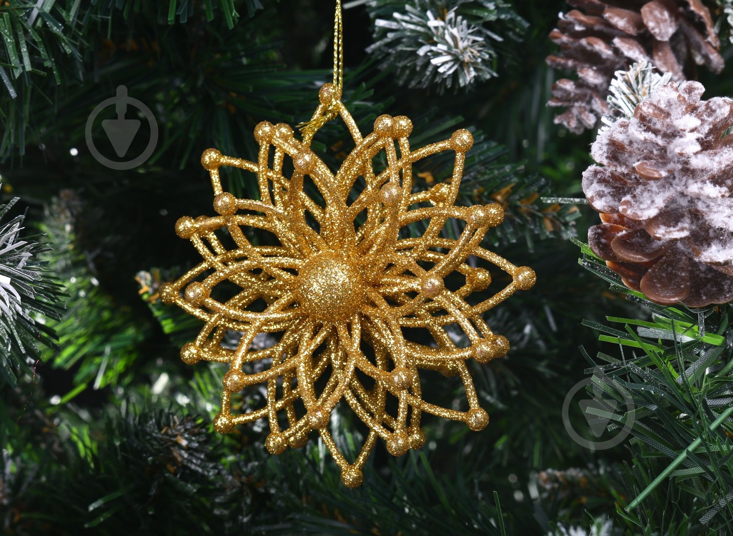 Декорація Сніжинка Молекула 3д d 12 см золото 1 шт. - фото 2